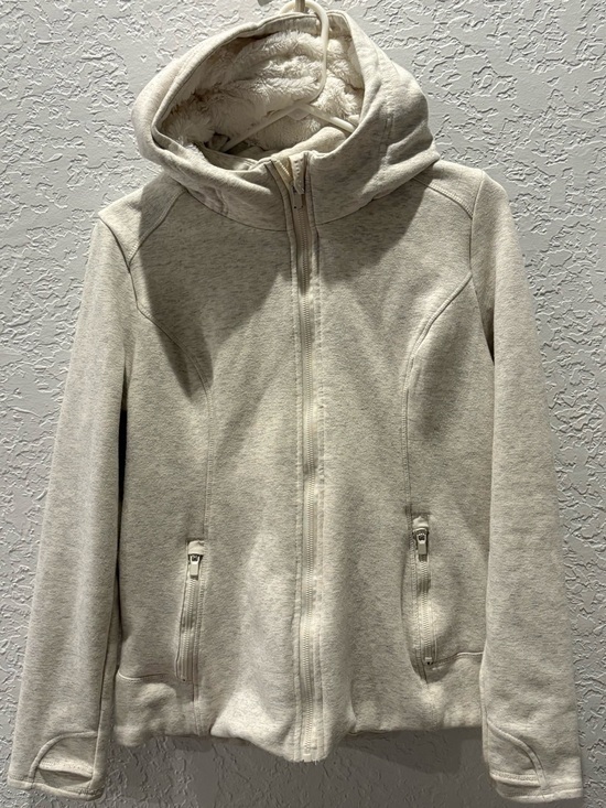 90 Degree By Reflex Jackets & Blazers - 90 Degree By Reflex Cream Hooded Puffer Jacket with Fleece Lining
